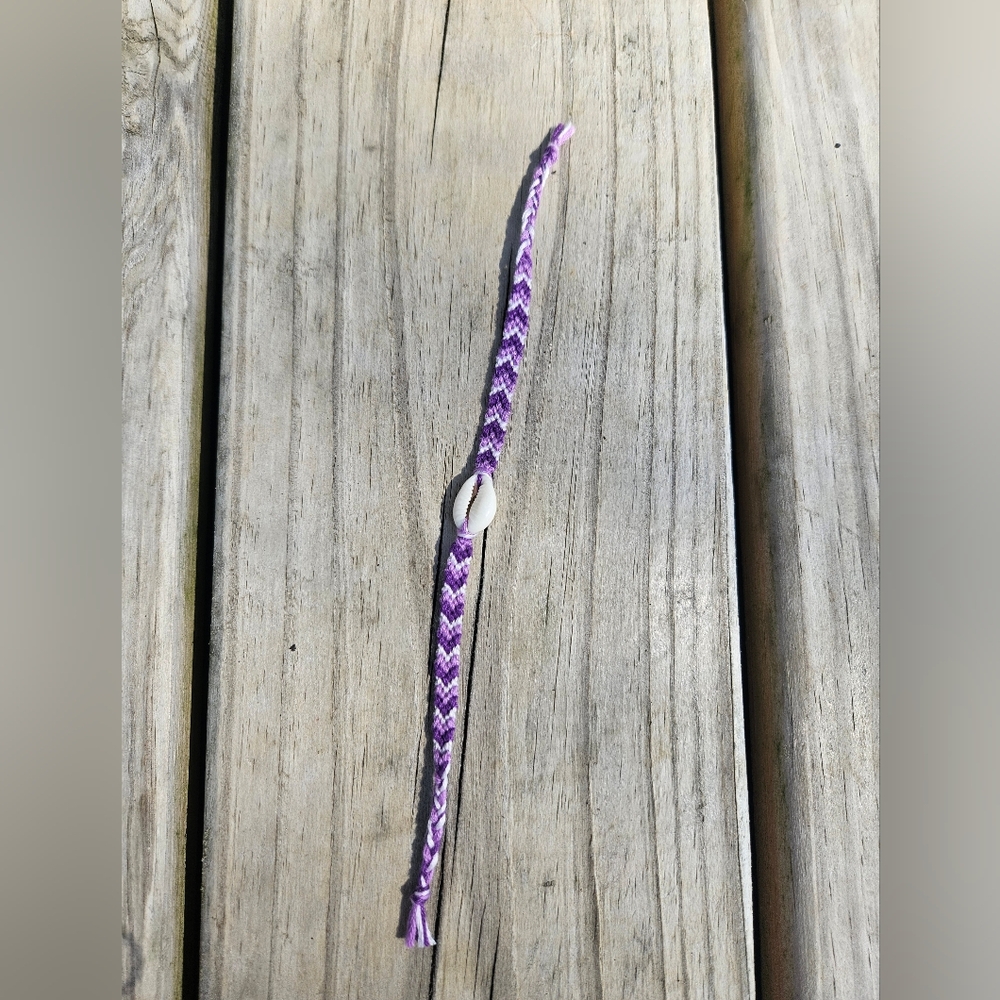 Purple Woven Shell Tie Bracelet